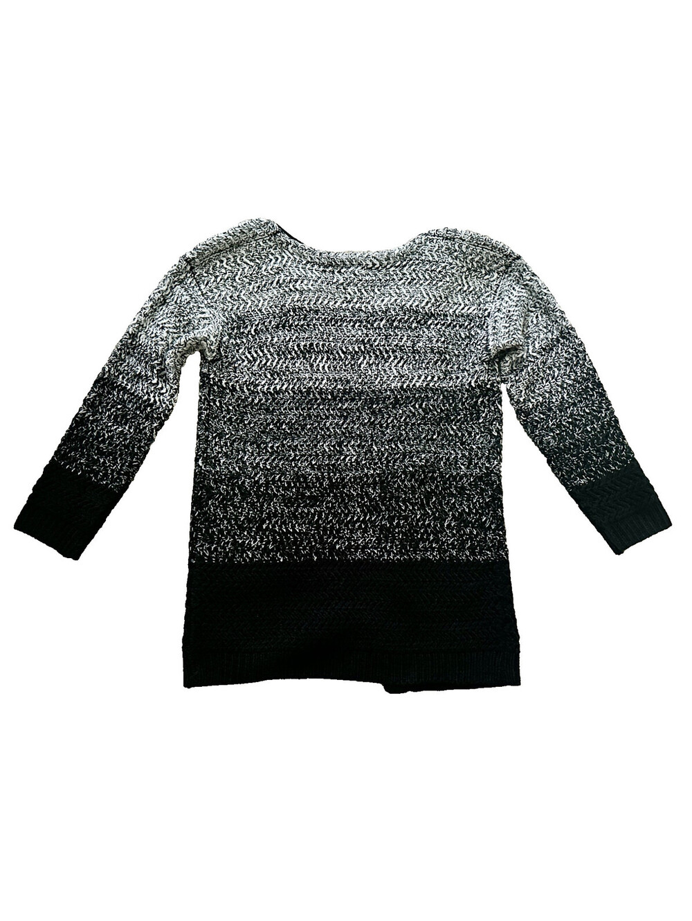 NWT Fate Black White Ombre Cameron Knit Open-Front Cardigan Sweater Long Slv S - Picture 2 of 2
